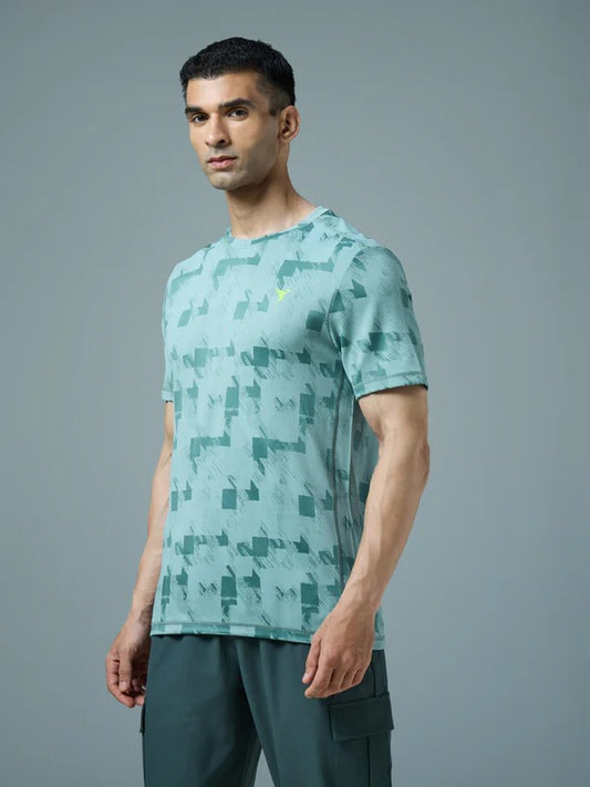 TechnoSport Crew Neck Half Sleeve Dry Fit T Shirt for Men OR-60 (Lake Green)