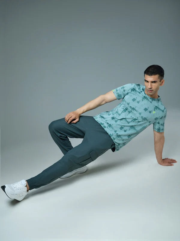TechnoSport Crew Neck Half Sleeve Dry Fit T Shirt for Men OR-60 (Lake Green)