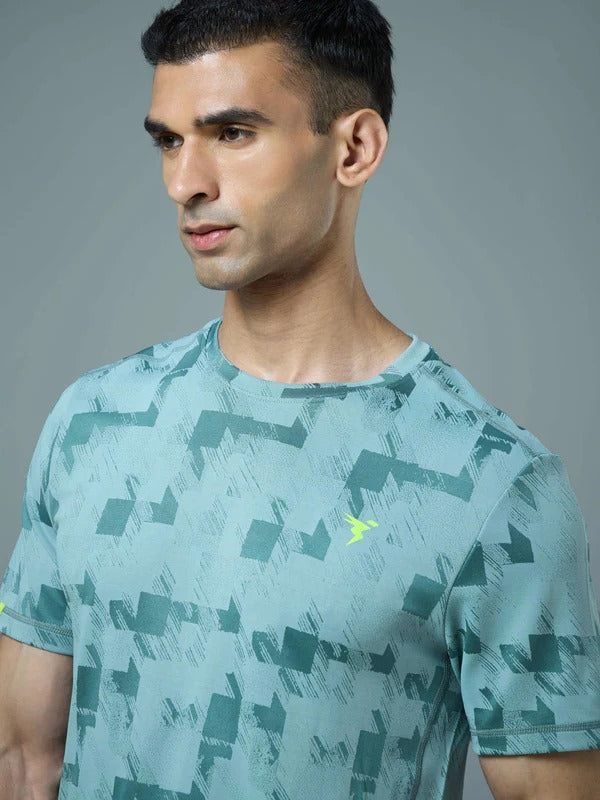 TechnoSport Crew Neck Half Sleeve Dry Fit T Shirt for Men OR-60 (Lake Green)