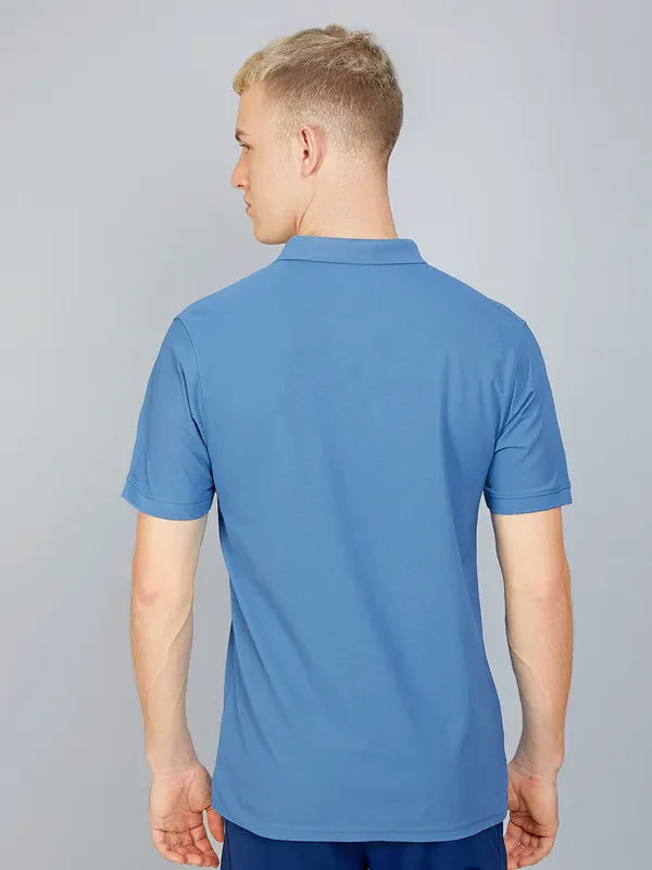 TechnoSport Polo Neck Half Sleeve Dry Fit T Shirt for Men OR-11 (Lechen Blue)