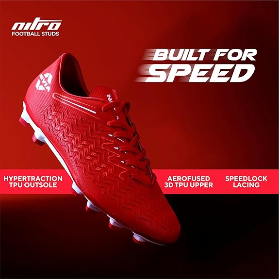 Nivia Nitro Football Shoes for Men - Metallic Red