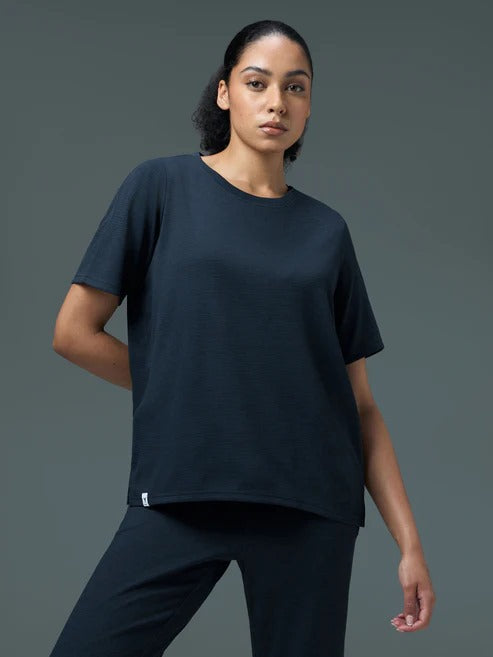 Technosport Women Relaxed Fit Round Neck T-shirt WR-132 (Navy Blue)