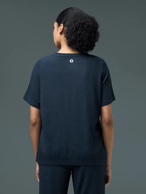 Technosport Women Relaxed Fit Round Neck T-shirt WR-132 (Navy Blue)