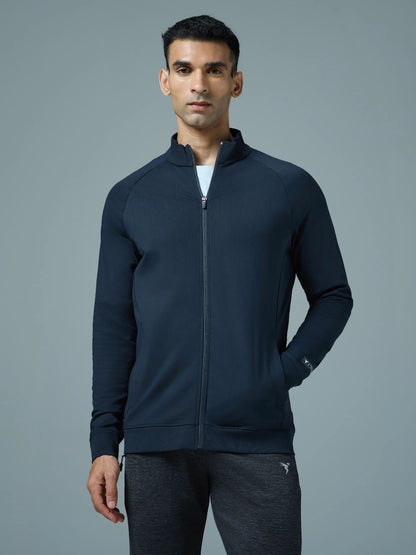 Technosport Solid Slim Fit Mock Neck Jacket For Men PM-98 (Navy Blue)