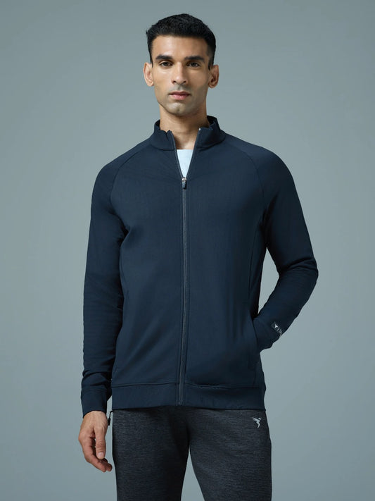 Technosport Solid Slim Fit Mock Neck Jacket For Men PM-98 (Navy Blue)