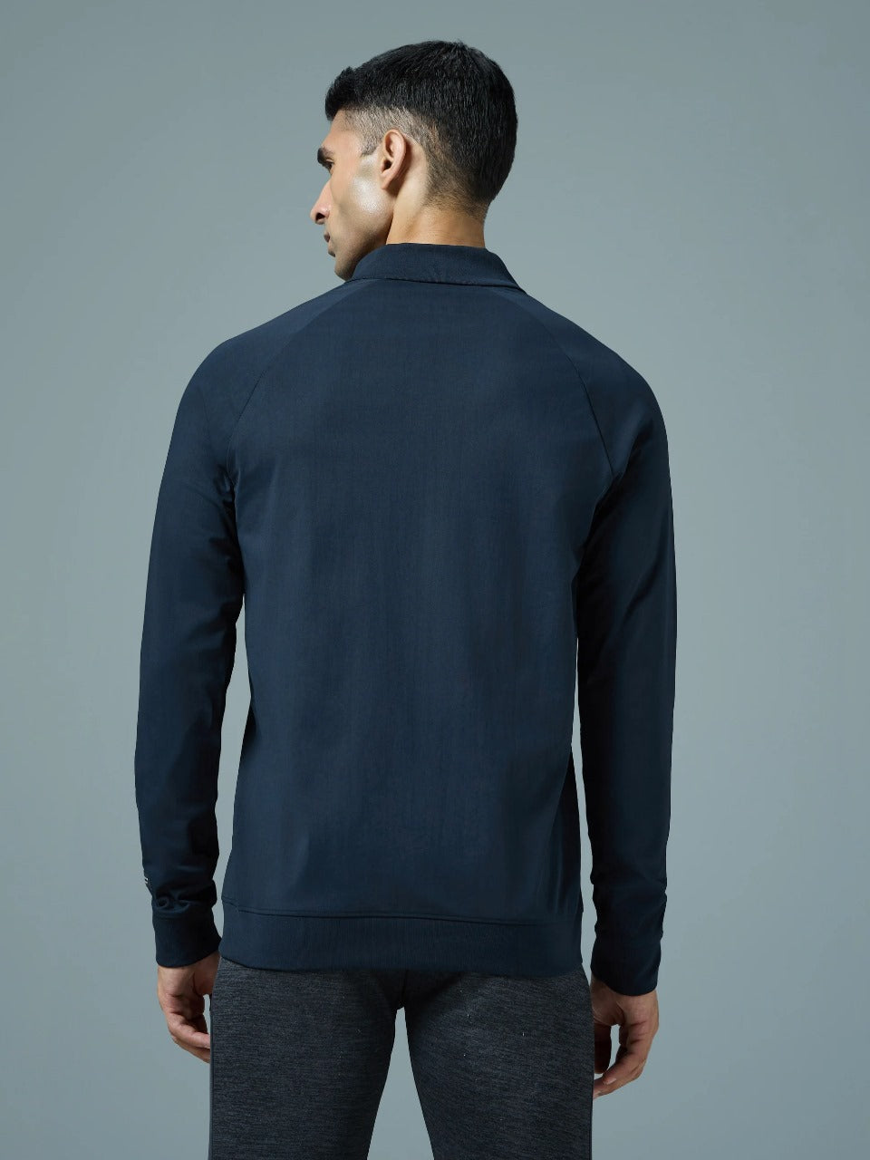 Technosport Solid Slim Fit Mock Neck Jacket For Men PM-98 (Navy Blue)