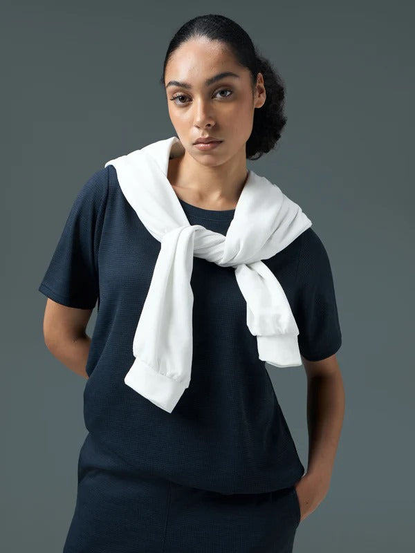 Technosport Women Relaxed Fit Round Neck T-shirt WR-132 (Navy Blue)