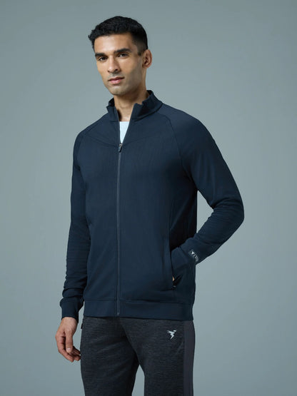 Technosport Solid Slim Fit Mock Neck Jacket For Men PM-98 (Navy Blue)