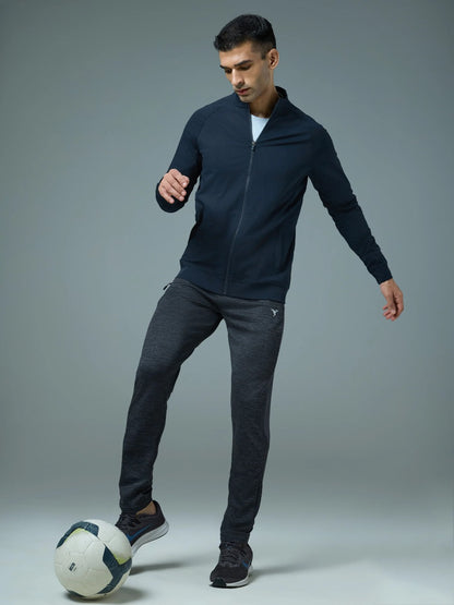 Technosport Solid Slim Fit Mock Neck Jacket For Men PM-98 (Navy Blue)