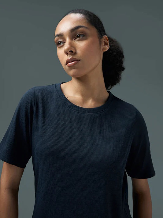 Technosport Women Relaxed Fit Round Neck T-shirt WR-132 (Navy Blue)