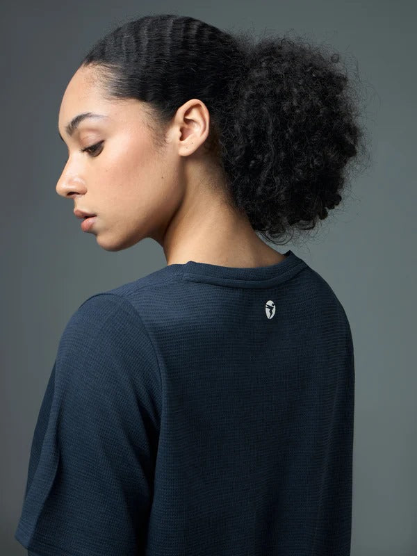 Technosport Women Relaxed Fit Round Neck T-shirt WR-132 (Navy Blue)