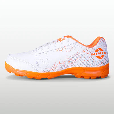 Nivia Bounce Cricket Shoes for Men (White/Orange)