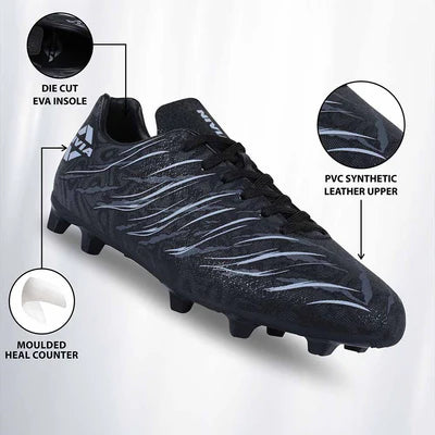 NIVIA Carbonite 6.0 Football Shoes for Men (Black)