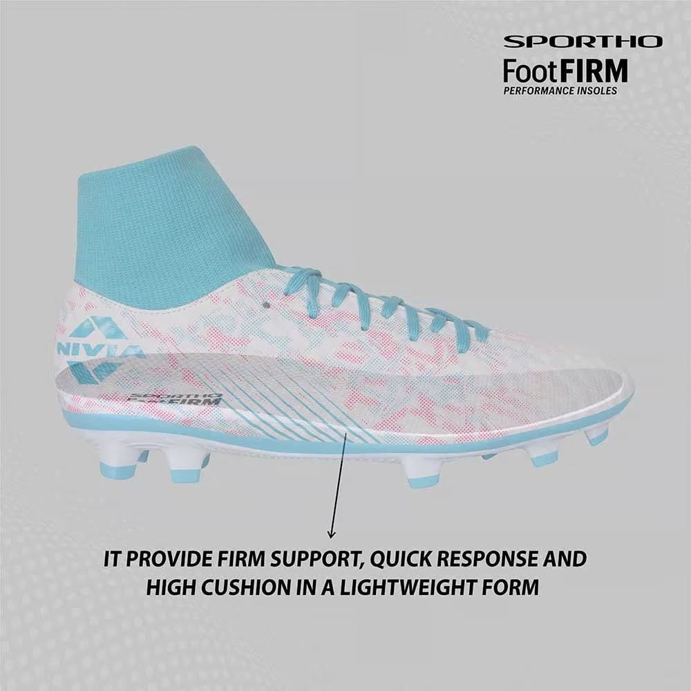 NIVIA Oslar Blade 3.0 Football Shoes for Men (White/Aqua)
