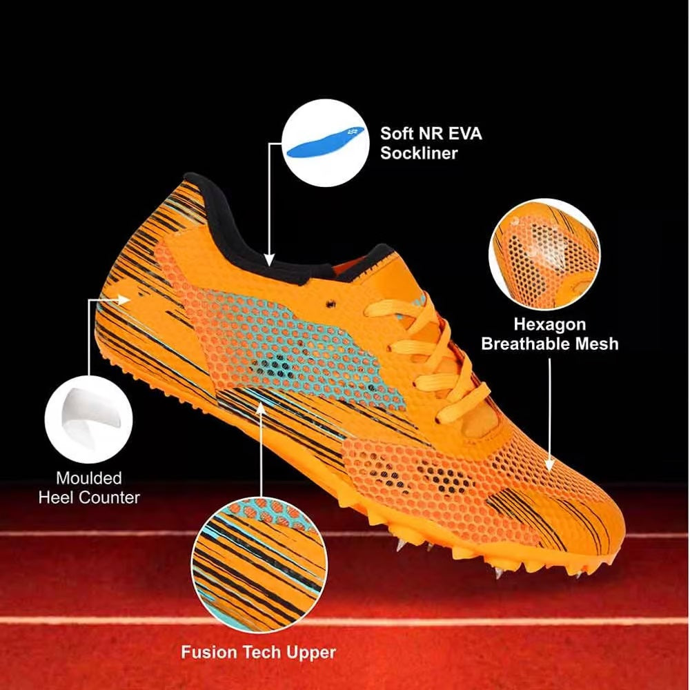 NIVIA TF-100 Track and Field Spikes Running Athletic Shoes - Orange
