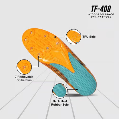 NIVIA TF-400 Track and Field Spikes Running Athletic Shoes - Orange