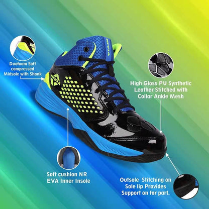 NIVIA Warrior – 1 Basketball Shoes for Men (Black / Blue)