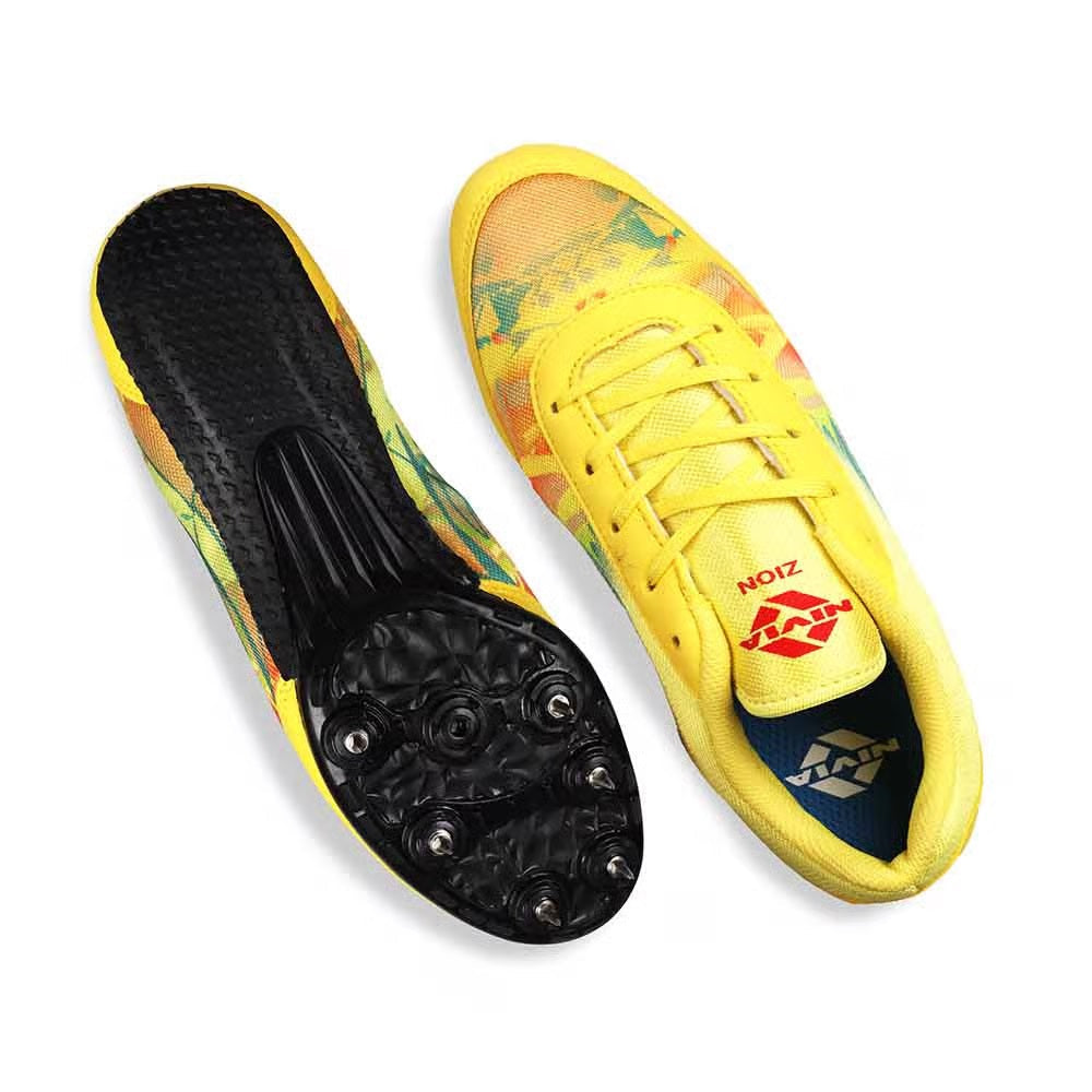 NIVIA Zion-1 Spikes Running Athletic Shoes for Men - Yellow