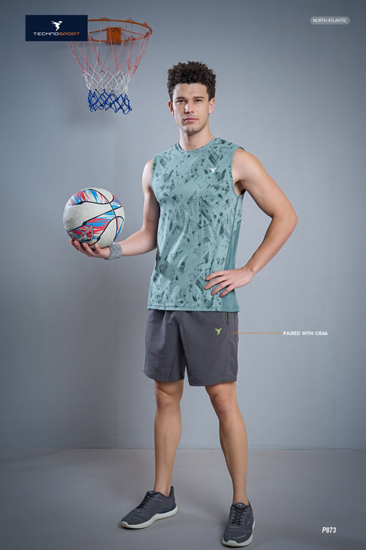 TechnoSport Sublimation U Neck Sleeveless Dry Fit Sando for Men P-873 (North Atlantic)