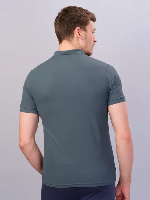 TechnoSport Polo Neck Half Sleeve Dry Fit T Shirt for Men OR-11 (North Atlantic)