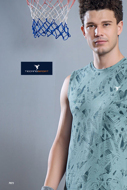TechnoSport Sublimation U Neck Sleeveless Dry Fit Sando for Men P-873 (North Atlantic)