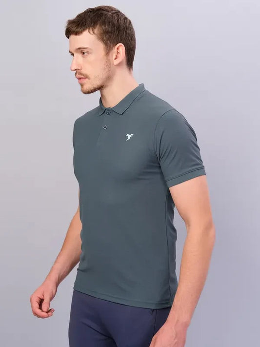 TechnoSport Polo Neck Half Sleeve Dry Fit T Shirt for Men OR-11 (North Atlantic)