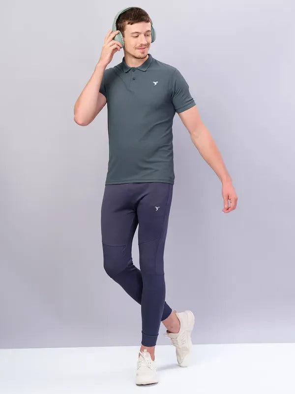TechnoSport Polo Neck Half Sleeve Dry Fit T Shirt for Men OR-11 (North Atlantic)