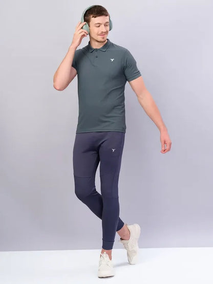 TechnoSport Polo Neck Half Sleeve Dry Fit T Shirt for Men OR-11 (North Atlantic)