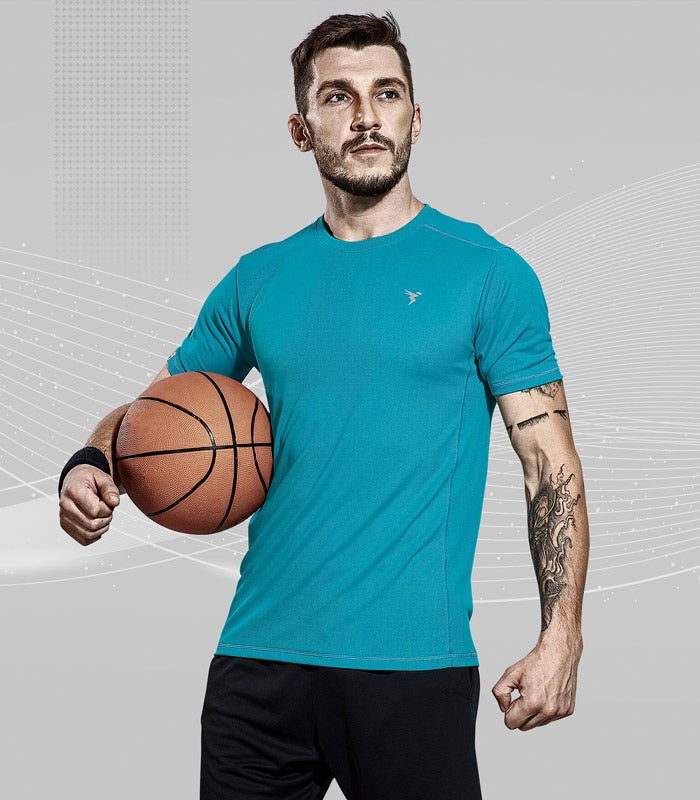 TechnoSport Crew Neck Half Sleeve Dry Fit T Shirt for Men OR-10 - Teal Blue