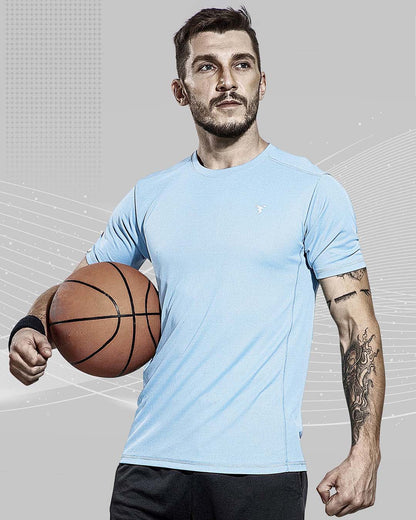 TechnoSport Crew Neck Half Sleeve Dry Fit T Shirt for Men OR-10 - Sky Blue