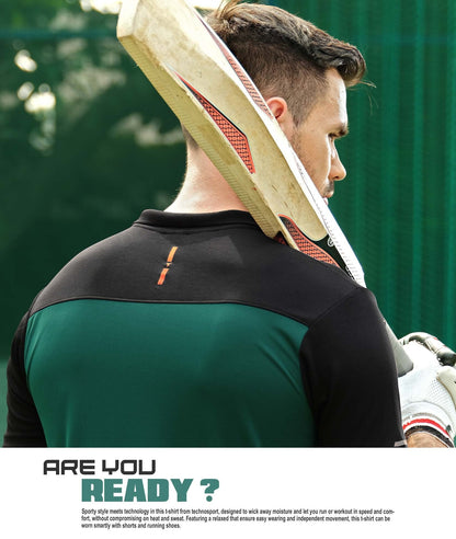 TechnoSport Polo Neck Half Sleeve Dry Fit T Shirt for Men OR-13 - Green
