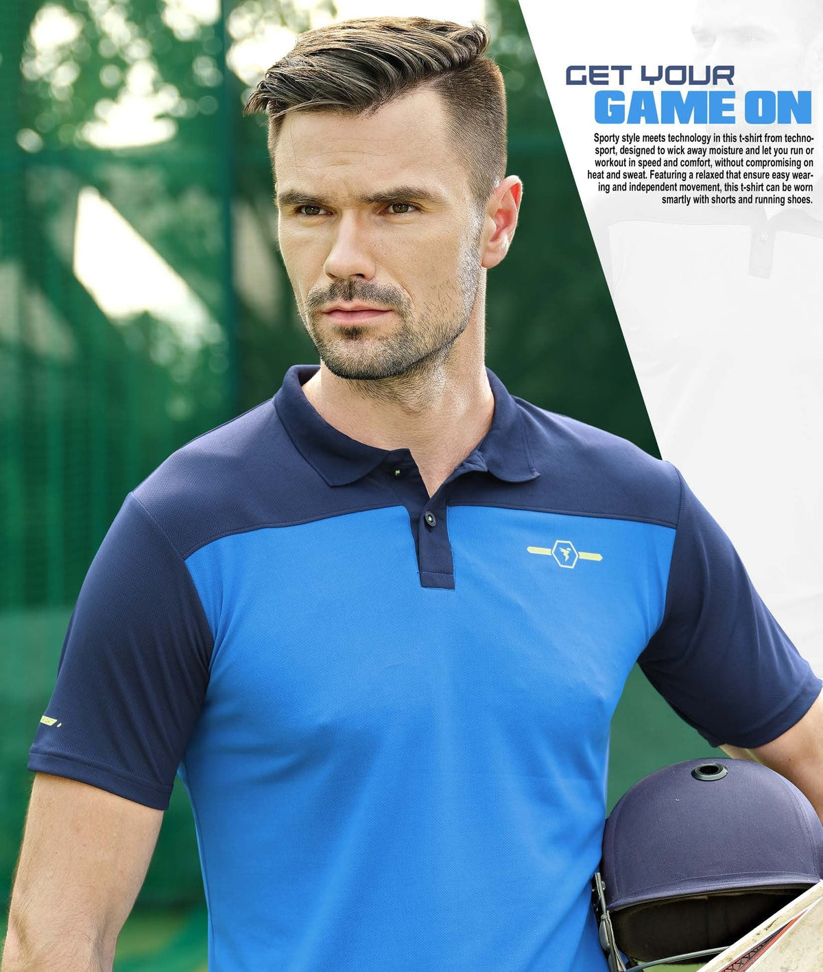 TechnoSport Polo Neck Half Sleeve Dry Fit T Shirt for Men OR-13 - Royal Blue