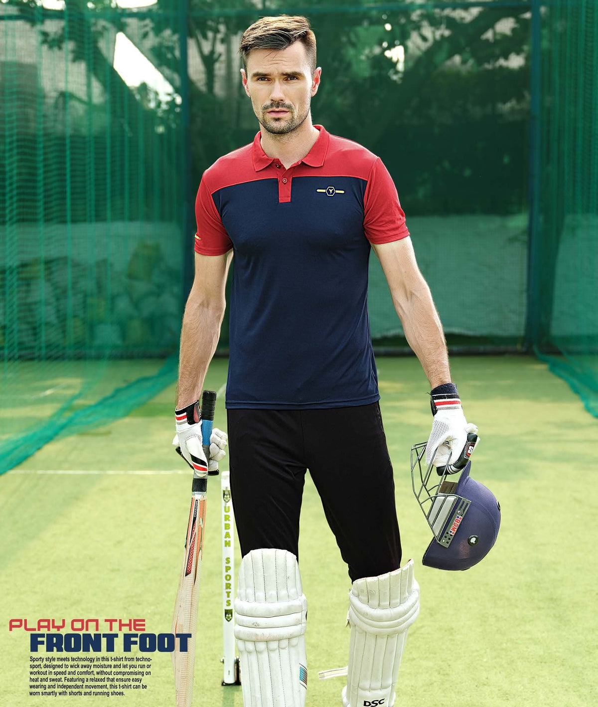 TechnoSport Polo Neck Half Sleeve Dry Fit T Shirt for Men OR-13 - Navy Blue