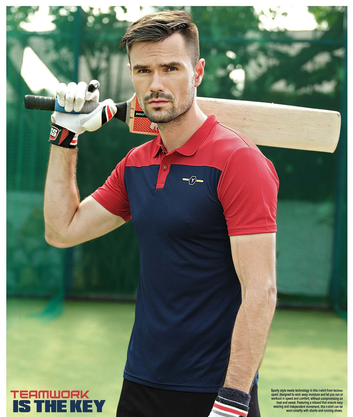 TechnoSport Polo Neck Half Sleeve Dry Fit T Shirt for Men OR-13 - Navy Blue