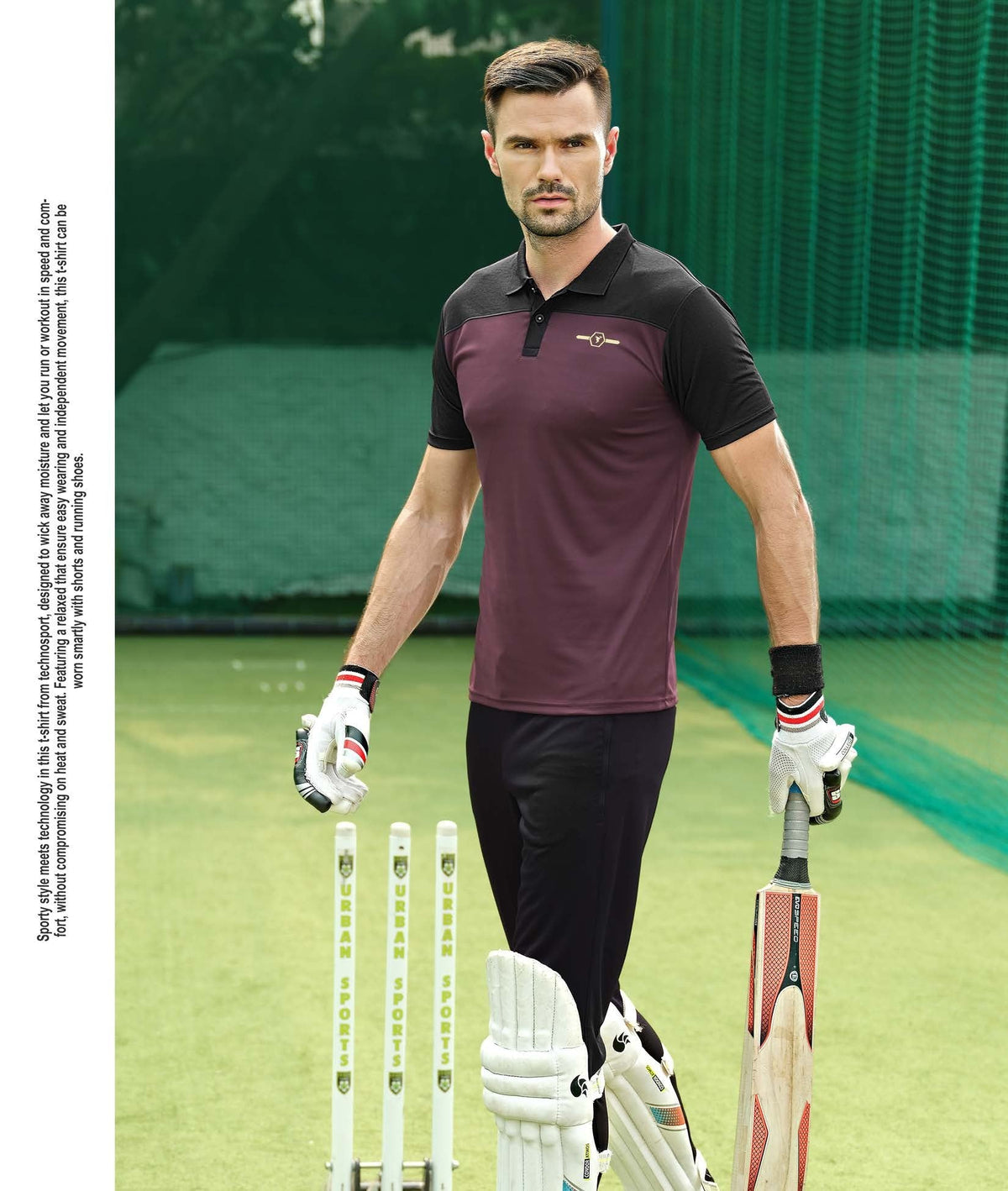 TechnoSport Polo Neck Half Sleeve Dry Fit T Shirt for Men OR-13 - Deep Purple