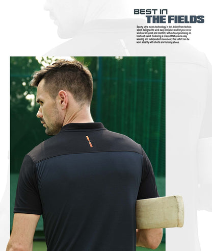 TechnoSport Polo Neck Half Sleeve Dry Fit T Shirt for Men OR-13 - Dark Grey