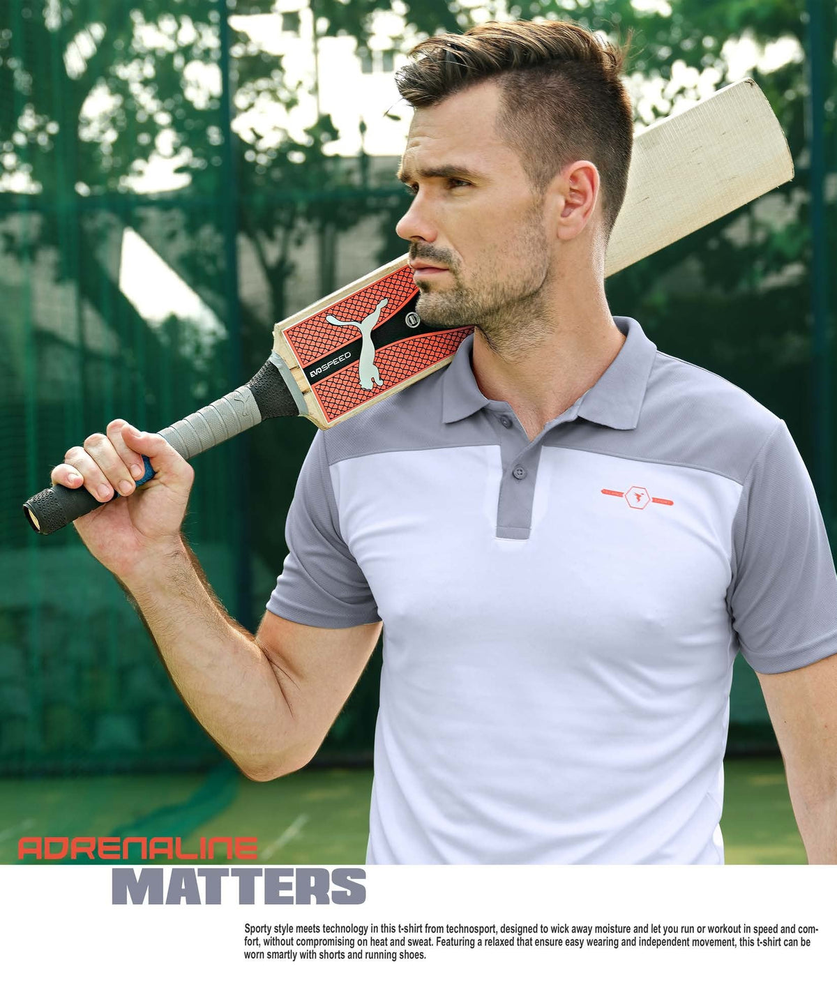 TechnoSport Polo Neck Half Sleeve Dry Fit T Shirt for Men OR-13 - White