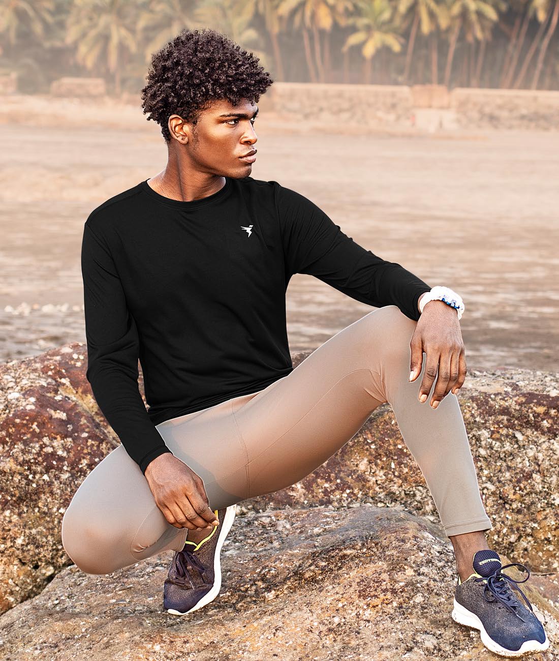 TechnoSport Crew Neck Full Sleeve Dry Fit T Shirt for Men OR-17 - Black