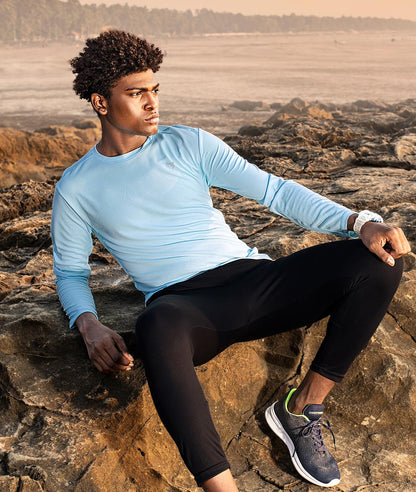 TechnoSport Crew Neck Full Sleeve Dry Fit T Shirt for Men OR-17 - Sky Blue