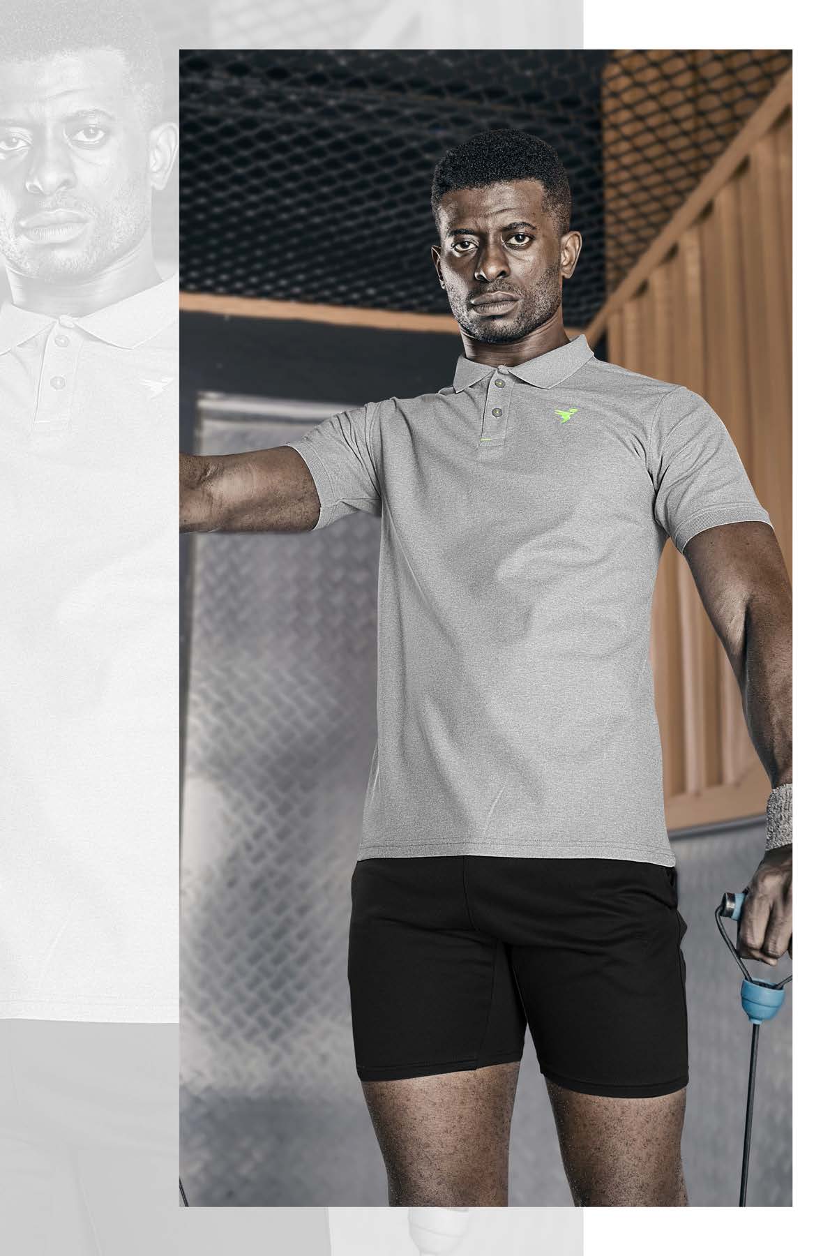 TechnoSport Polo Neck Half Sleeve Dry Fit T Shirt for Men OR-21 - Light Grey