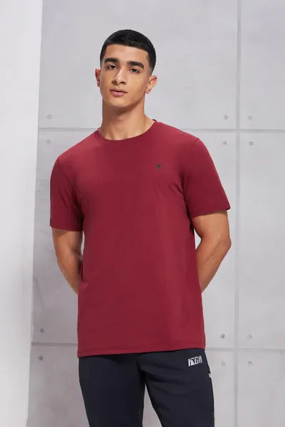 Technosport Active Men's Cotflex Half Sleeve T-Shirt OR-30 (Berry Red)