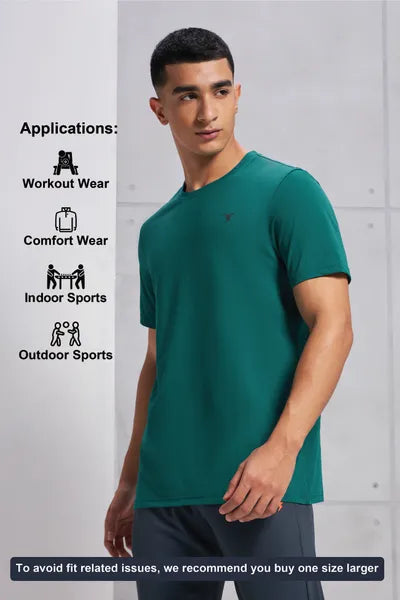 Technosport Active Men's Cotflex Half Sleeve T-Shirt OR-30 - Blue Teal