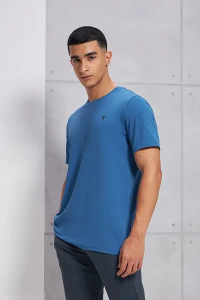 Technosport Active Men's Cotflex Half Sleeve T-Shirt OR-30 - Blue Tide