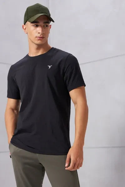 Technosport Active Men's Cotflex Half Sleeve T-Shirt OR-30 - Black