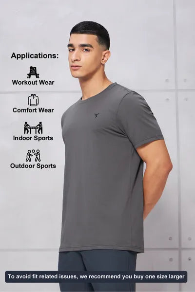 Technosport Active Men's Cotflex Half Sleeve T-Shirt OR-30 (Iron Grey)