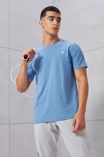 Technosport Active Men's Cotflex Half Sleeve T-Shirt OR-30 - Lichen Blue
