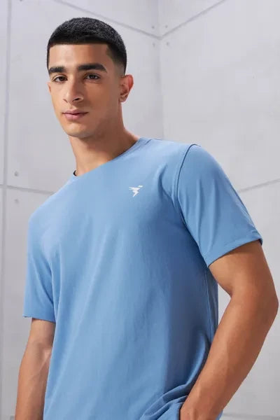 Technosport Active Men's Cotflex Half Sleeve T-Shirt OR-30 - Lichen Blue