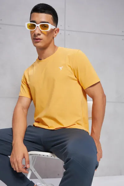 Technosport Active Men's Cotflex Half Sleeve T-Shirt OR-30 (Mango)