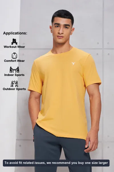 Technosport Active Men's Cotflex Half Sleeve T-Shirt OR-30 (Mango)