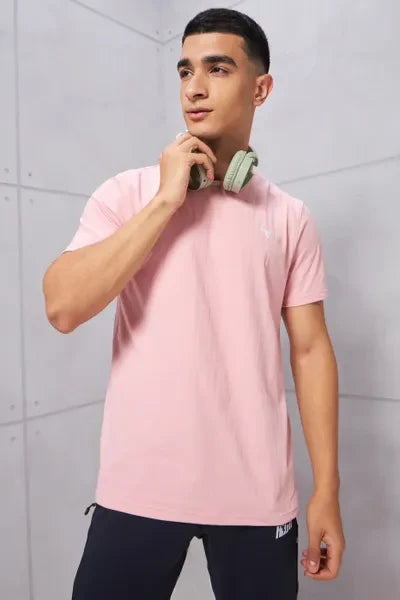 Technosport Active Men's Cotflex Half Sleeve T-Shirt OR-30 - Silver Pink